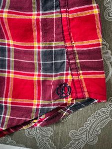 s.oliver Men's Red Plaid Short Sleeve Shirt