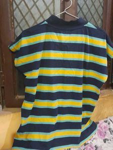 Striped Mock Neck T-Shirt