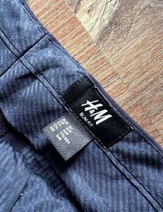 H&amp;M Men’s Navy Blue Slim Fit Formal Trousers