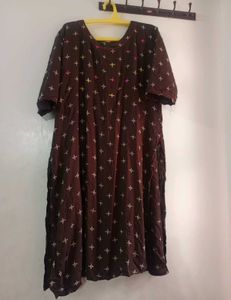 Brown Embroidered Long Top / Kurti 4XL