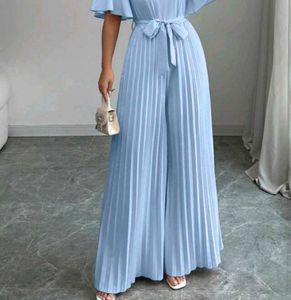 Shein Elegant Pleated Wide Leg Jumpsuit
