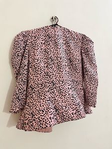 Chic Pink Leopard Print Blazer