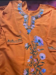 Orange Embroidered Kurta with Patiala