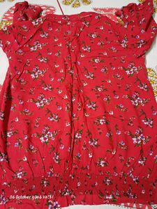 Red Floral Print Tunic Top