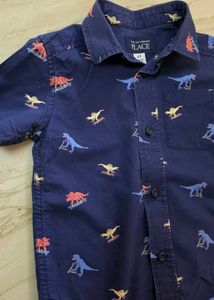 Boys Dinosaur Print Button-Up Shirt