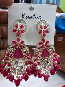 Stunning Pink &amp; Red Dangle Earrings