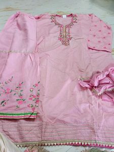 Unstitched Pink Embroidered garara Set