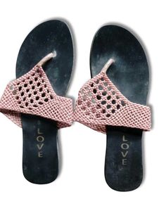 Cute Flip Flops with Knitted Straps