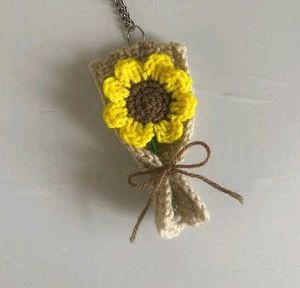 Handmade Crochet Sunflower Keychain