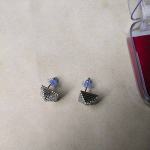 Pure Silver AD Pyramid Stud Earrings