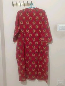 Red Floral Print Kurta