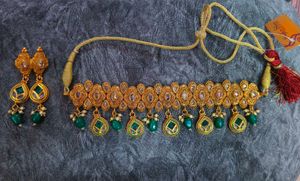 Heavy Elegant Gold Plated Kundan Necklace Set
