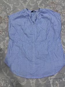 Blue Striped V-Neck Top( not wore once)