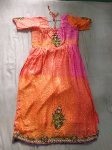 Handstitched Pink &amp; Orange Embroidered Kurti✨️