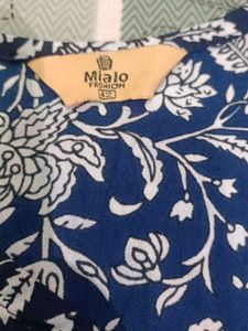 Navy Blue Floral Print Kurta