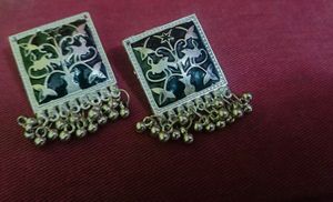 Oxidised Black &amp; silver Combination Earrings.