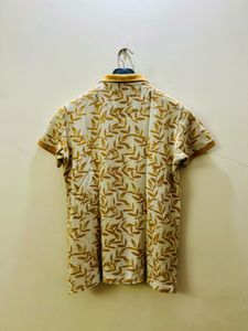 Men's Leaf Print Polo T-Shirt