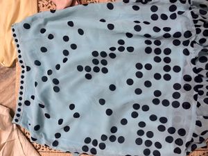 Blue Polka Dot Ruffled Skirt