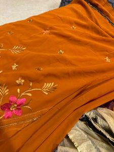 Elegant Floral Embroidered Saree