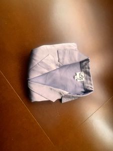 Baby Blue Satin Cropped Shirt