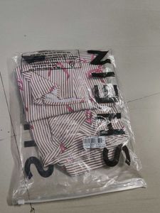 Shein Striped Bow Print Button-Up Shirt