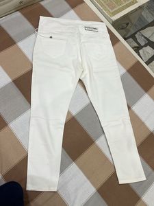 Lace-up Waist White Jeans