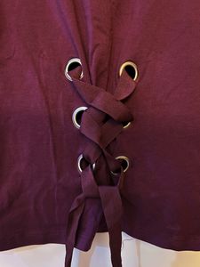 Tally Weijl Goth Corset Burgundy Maroon Tie Up Tee