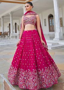 Stunning Pink Embroidered Lehenga Choli