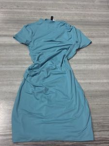 H&M Teal Ruched Midi Dress
