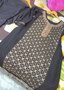 Black Embroidered suits trouser dupatta