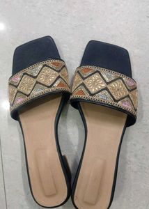 Embroidered Flat Sandals