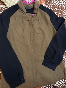 Office wear stylish Block Button-Up Top
