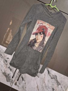 Graphic Print Hoodie with Distressed Jeans