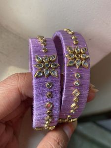 Beautiful Lavender Silk Thread stone designed Bang