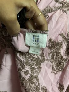 Pink Floral Tie-Neck Blouse