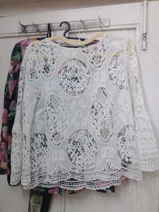 white lace top. bell sleeves