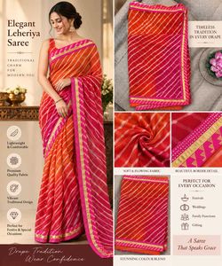 Elegant Orange & Pink Leheriya Saree