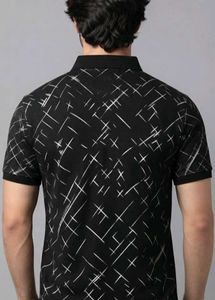 Men's Black Graphic 6xl Polo T-Shirt