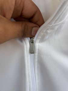 Adidas White 1/4 Zip Long Sleeve Top