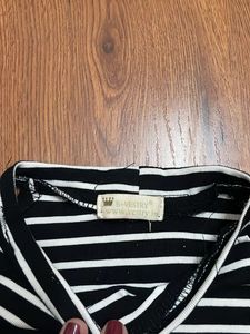 Striped Cold Shoulder Mock Neck Top