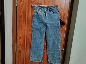 Stylish Acid Wash Wide Leg Jeans