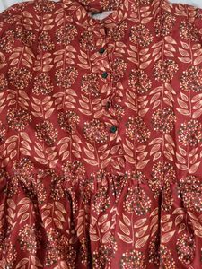 Maroon Floral Print Kurta