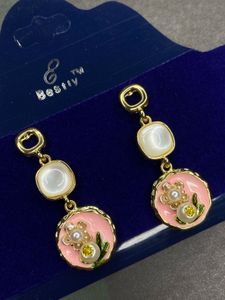 Enamel Floral Drop Earrings