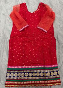 Vibrant Red Kurta Set with palazzos