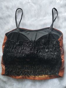 Brown Faux Leather Corset Top