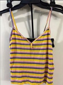 Striped Spaghetti Strap Crop Top