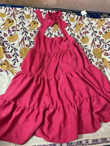 Hot Pink Tiered Halter Dress