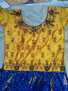 Designer Yellow &amp; Blue Lehenga Choli
