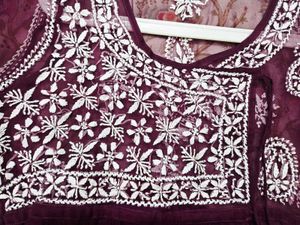 Chikankari Angrakha Purple Kurta