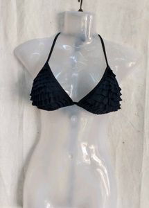 Black Ruffled Bikini Top